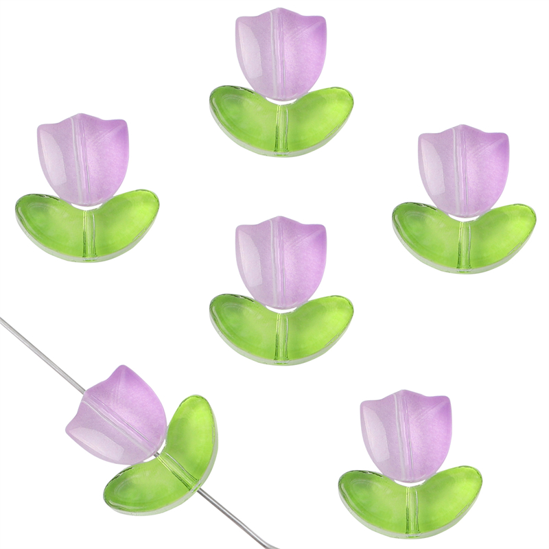 10/20 conjuntos artesanais de vidro colorido tulipa flor contas charme para brinco pulseira colar diy jóias artesanato fazendo acessórios: YELLOW