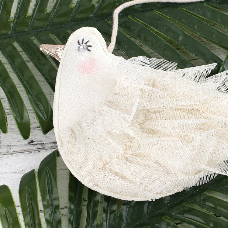 Lindo monedero para niños Kawaii Swan/Pig/Bird/Doll, bolso cruzado de encaje para niño y niña, monedero pequeño de cero, bolso de para niños: white bird