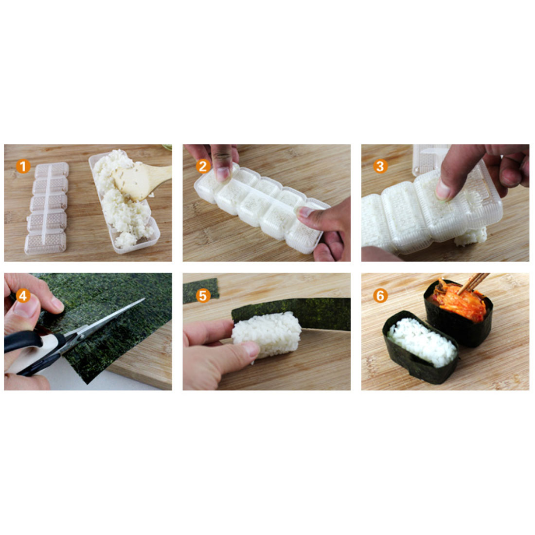 Sushi mögel japan nigiri risboll plast sushi mögel 5 rullar tillverkare non stick press bento verktyg köketillbehör