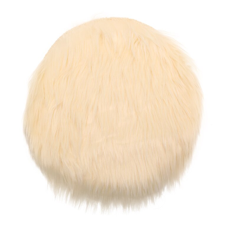 1 st enfärgad varm ull rund kudde pall pad förtjockning matstol stol kudde halksäker matta stol matta pad: Beige