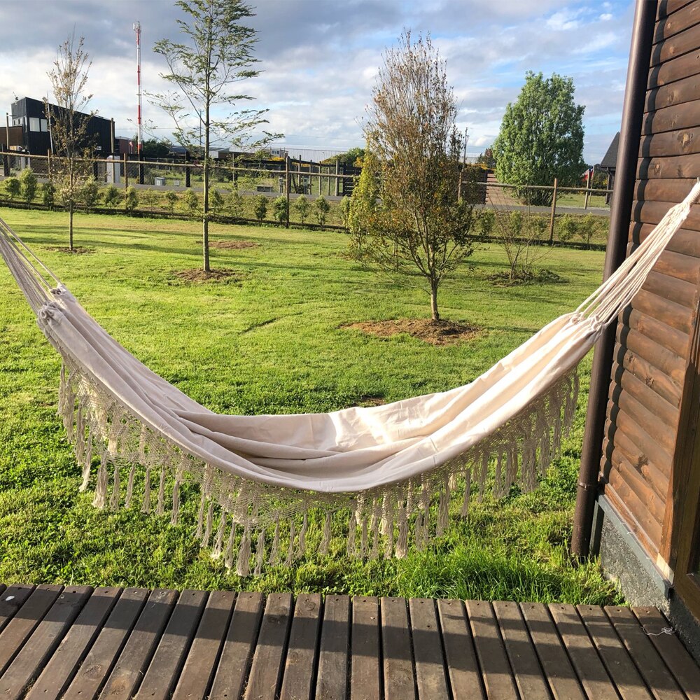 Hamak ogrodowy przenośny hamak ogrodowy sport dom podróże kemping huśtawka dwuosobowy pasek na płótnie wieszane łóżko hamak podwójne osoby