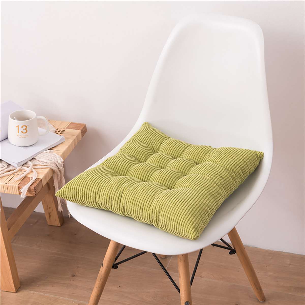 Puter til stoler gulv setepute tykkere tatami spisestuestolputer ensfarget hjemmedekorative sittesofa puter 45cm: Grønn