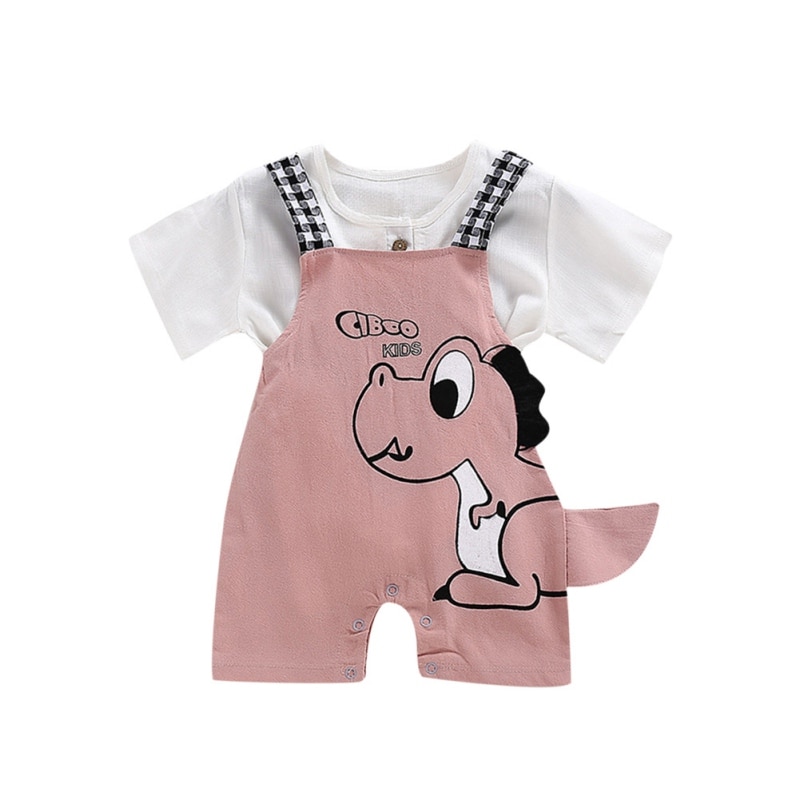 Pasgeboren overalls babyjongens kleding band zomer baby grils jarretelbroek dinosaurus cartoon print kinderoveralls