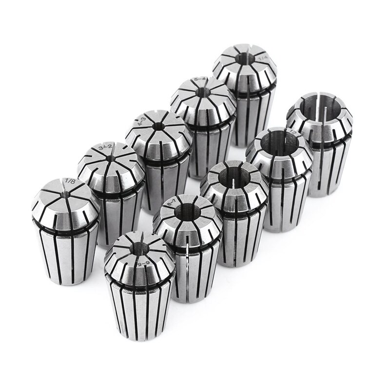 10Pcs ER20 Precision Spring Collet Set CNC Milling Lathe Tool ER20 Spring Collet Chuck: Default Title