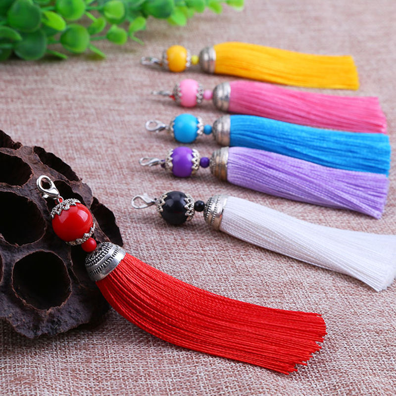 Pendentif à franges en mousqueton, 5 pièces, DIY, bijoux pour rideaux, accessoires décoratifs pour vêtements, sac pour clés de voiture, pompon artisanal pendentif