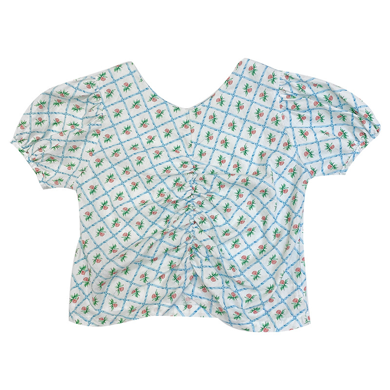 Casacca con maniche a sbuffo, blu azzurro bianco | Intrend