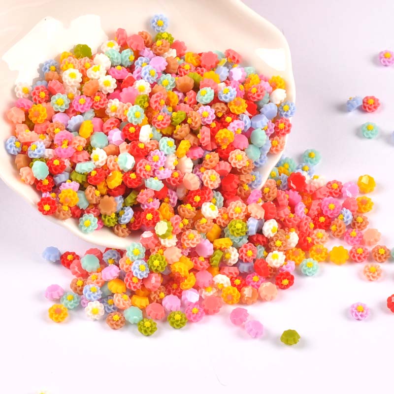 100 Stuks 6Mm Gemengde Mini Plaksteen Hars Bloem Cabochons Versieringen Scrapbooking Craft Diy Nail Decoratie Cp3149: 1