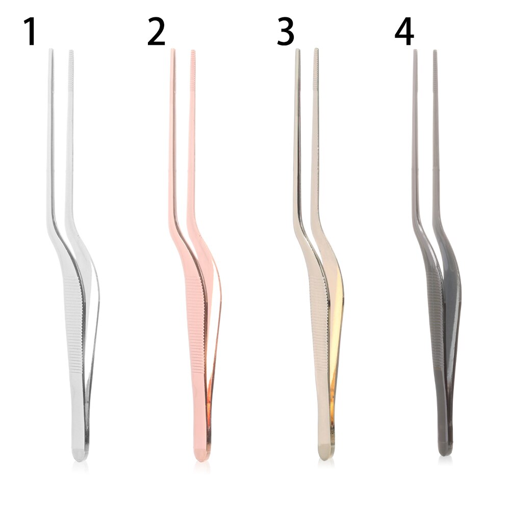 1PC Plating Stainless Steel Bend Food Tweezer BBQ Clip Serving Presentation Barbecue Tongs Chef Home Kitchen Accessory Tools