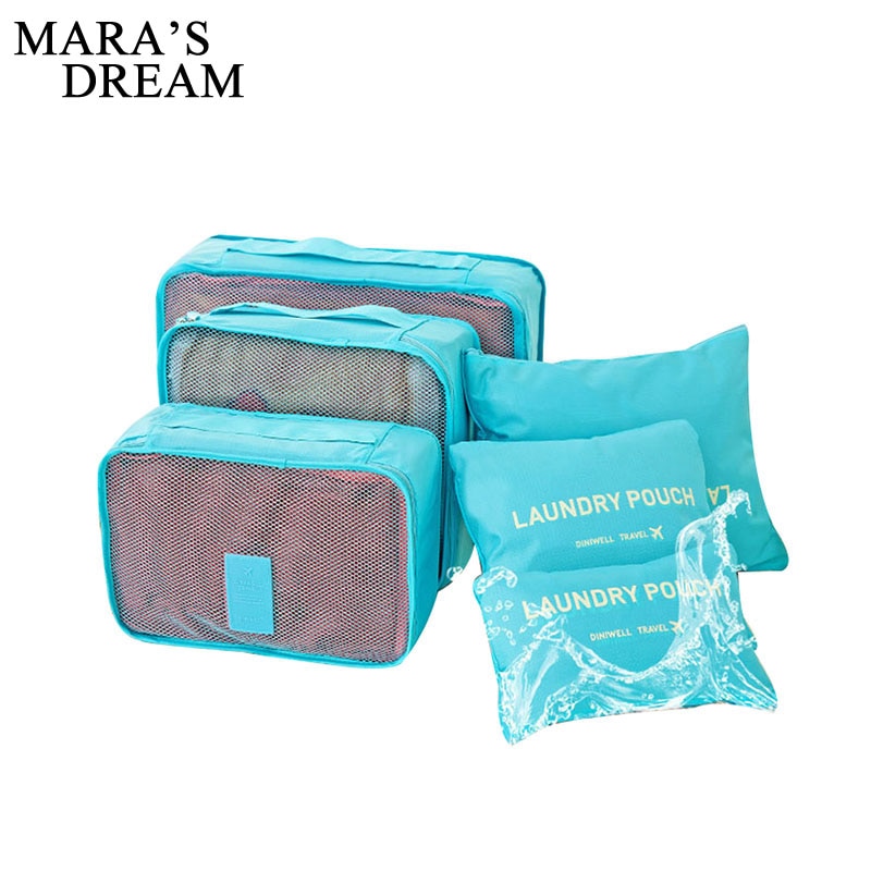 Mara's Dream 6pcs Polyester Packing Cube Women Travel Bag Waterproof Luggage Clothes Tidy Pouch Organizer Large Capacity Durable