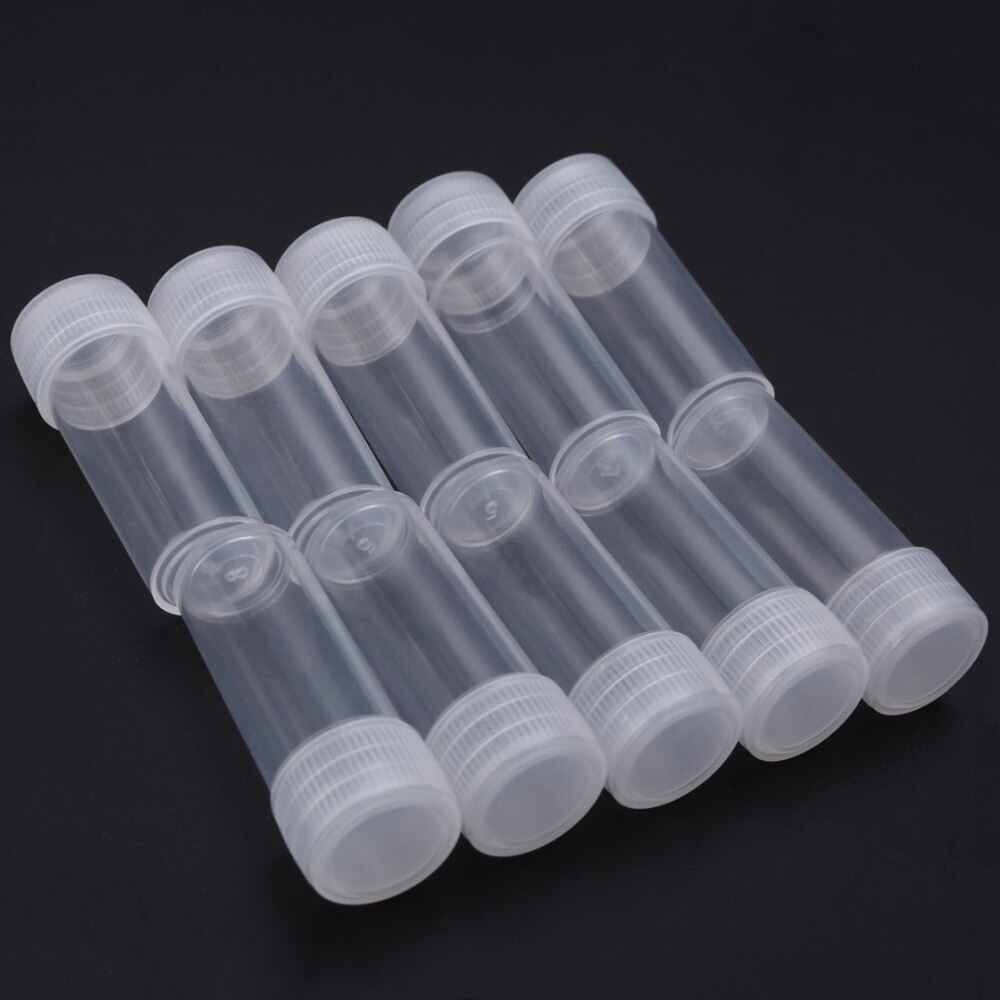 10 stk 5ml bærbare tomme plastikprøveflasker lille flaske reagensglas miniflasker opbevaringsbeholdere hvid genopfyldelig flaske: Default Title