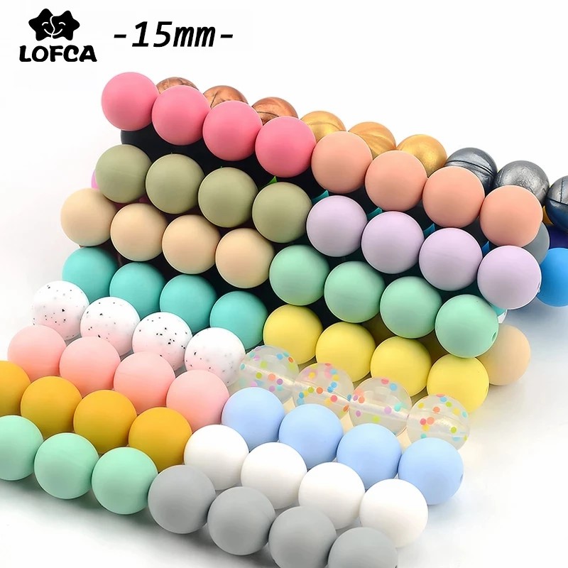 100Pcs/lot 15MM Round Shape Silicone Beads Food grade silicone Bpa free For Keychain Necklace Accessories for making jewelry