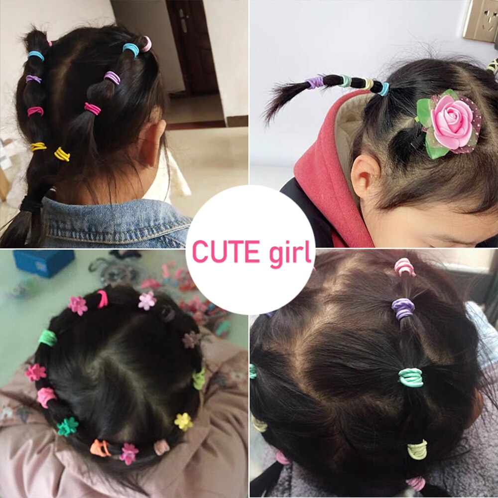 Novo 100 pçs/lote faixas de cabelo menina doce cor elástico banda de borracha faixa de cabelo criança bebê bandana scrunchie acessórios para o cabelo