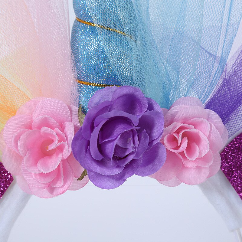 1PC Glitter Unicorn Horns Headbands for Kids Beautiful Flower Headwear Rabbit Ears DIY Hair Accessories Halloween Party