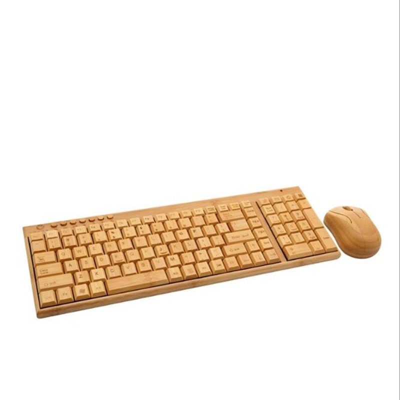 Bamboo Keyboard Mouse Wireless Combo Set For Laptop PC Office USB Plug and Play ,Natural Mice Keyboard Novelty High-end
