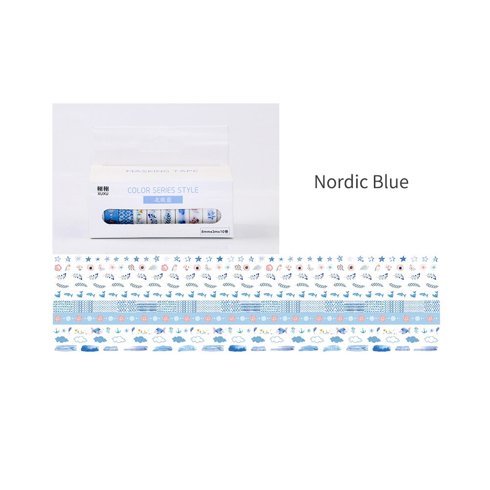 10Rolls Freash Washi Japanse Papier Tapes Afplakband Scrapbooking Tape Roll 8Mm 3 Meter/Roll Voor Diy decoratie Cadeaupapier: 4