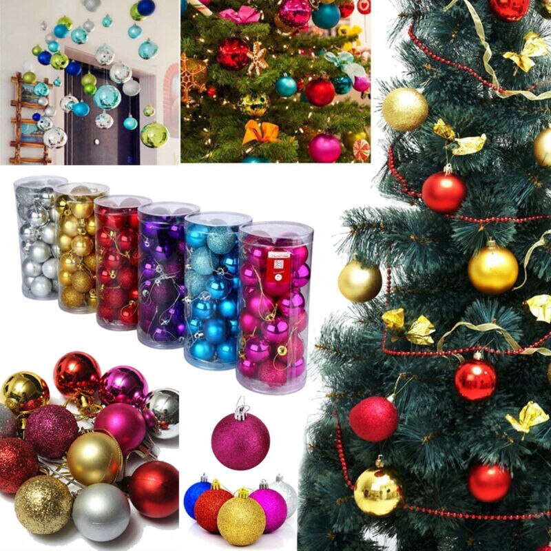 Joulupallokoristeet 24 kpl 2 '' joulukuusi joulupallo koristelu baubles party riippuva ornamentti