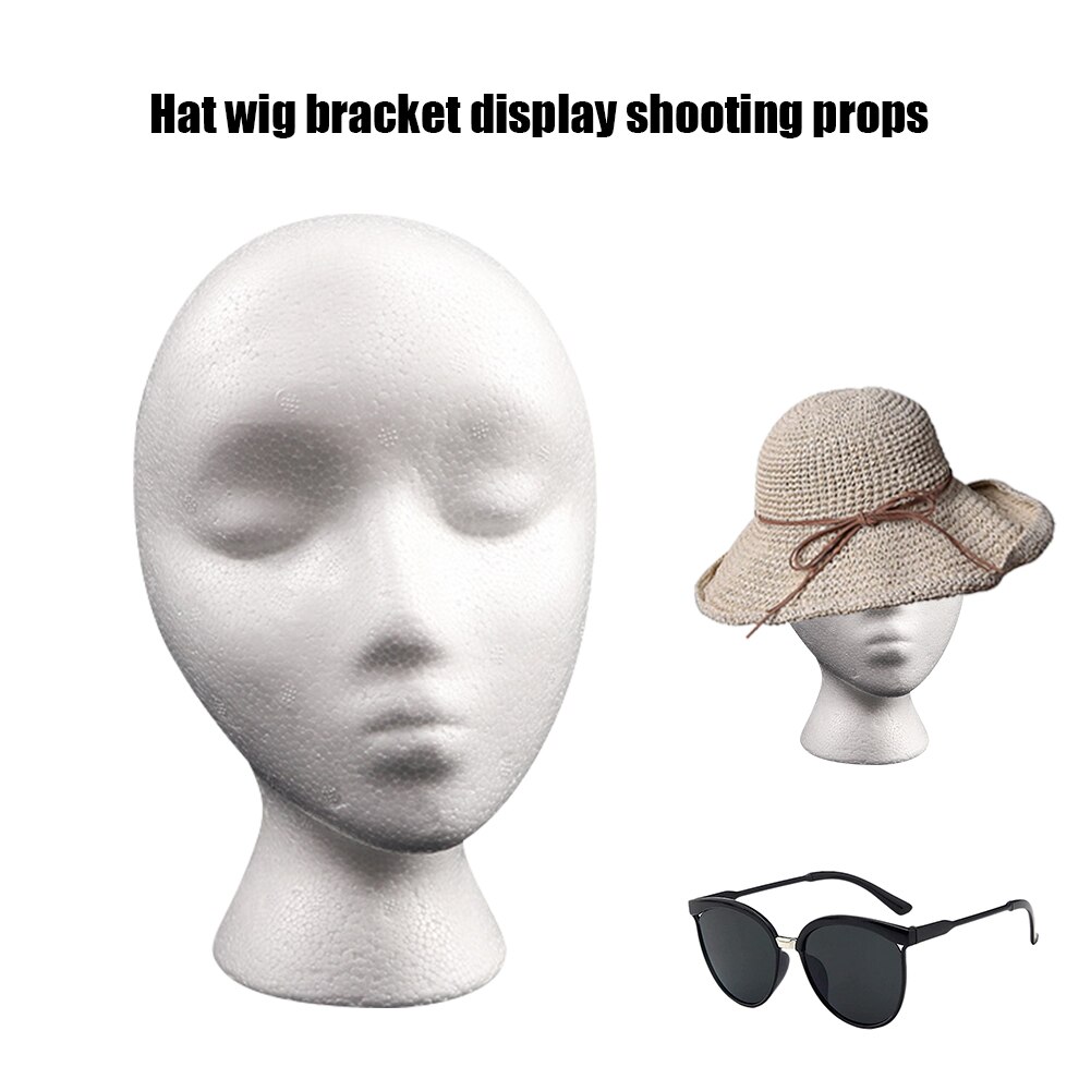 Tête de Mannequin en polystyrène, accessoires en mousse pour chapeaux, perruques, lunettes, casquette, présentoir
