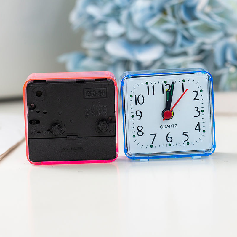 Mini Square Crystal Alarm Clock Quartz Alarm Clock Battery Operated Square Table Bedroom Clocks For Sleeping Studying Home Decor