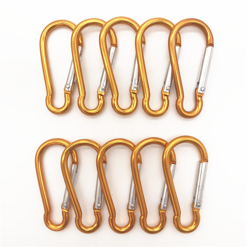 10Pcs M6 Kleur Karabijnhaken Aluminium Carabiner Spring Snap Clip Haken Sleutelhanger Klimmen Karabijnhaak Voor Sleutels Camping Gereedschap: 10pcs Orange