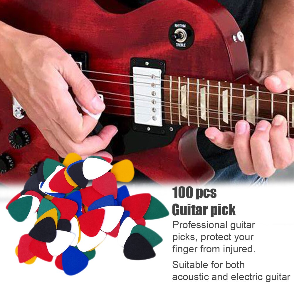 100pcs Musical Instrument Bass Ukulele Crisp Tone Non Slip 0.42mm Thickness Plectrum Guitar Pick Plastic Mix Color Heart Shape