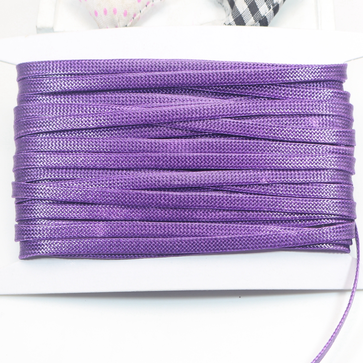 11 Yards FLAT 4mm Korean Waxed Textured Cord Craft Lace String Thread Various: Dark Purple