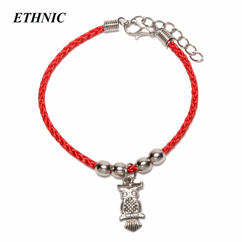 1 pcs Vintage Charm Olifant Hand Infinity Rode Draad String Armband Voor Vrouwen Mannen Met Extension P