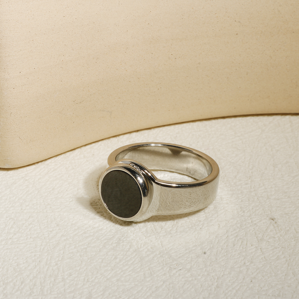 Punk Zwarte Steen Zegel Ring Textuur Metalen Ring Roestvrij Staal Glanzend Voor Vrouwen Man Liefhebbers Sieraden Cadeau