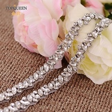 Topqueen S404 Zilveren Steentjes Riem Bruids Trouwjurk Accessoires Vrouwen Diamonds Party Gown Avond Sash Kleding Applicaties