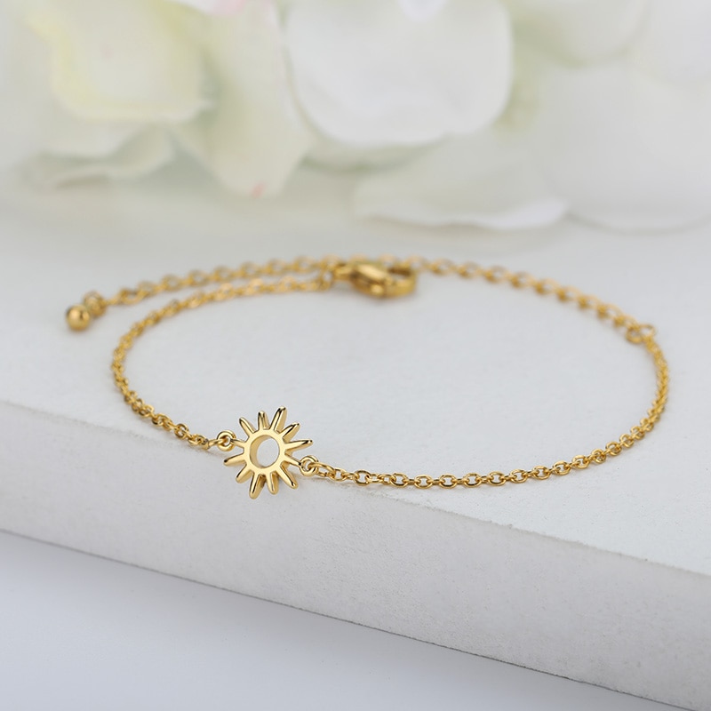 Zon Holle Armbanden Voor Vrouwen Mannen Rvs Hand Chain Vintage Zonnebloem Enkelbandje Boho Voet Sieraden Cadeau Accessoires