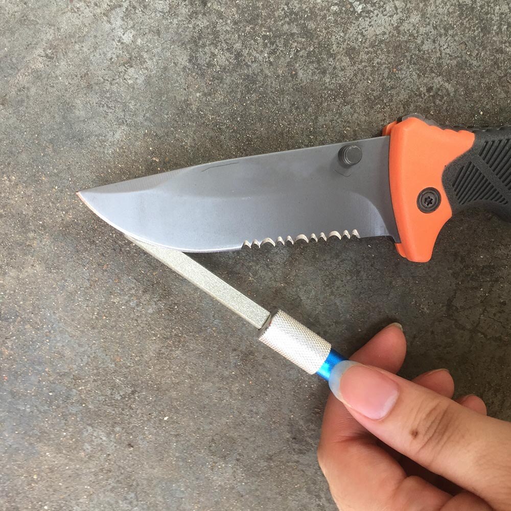 Herramienta de exterior , cuchillo en forma de pluma de diamante, afilador de pesca con gancho, pluma con sacapuntas, sacapuntas, accesorios de cocina, Gadget