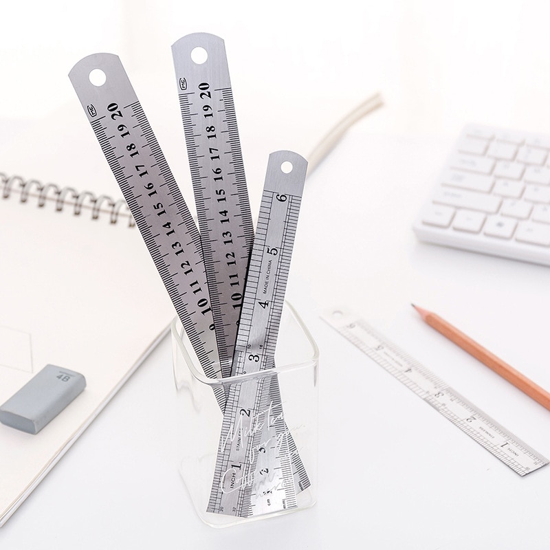 1pc Stainless Steel Straight Ruler 20cm for Shool Office Supplies Measure Rules