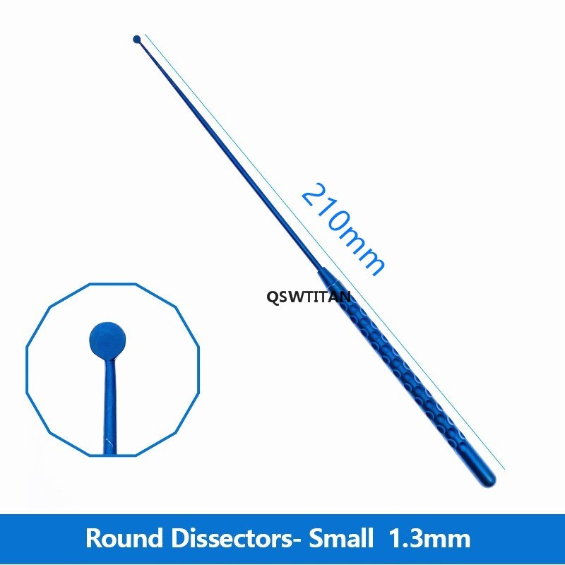 Micro Nerve pull Hook Titanium Micro Spatula Dissectors Micro Curette 21cm Vessel Hook: Round Dissector 1.3