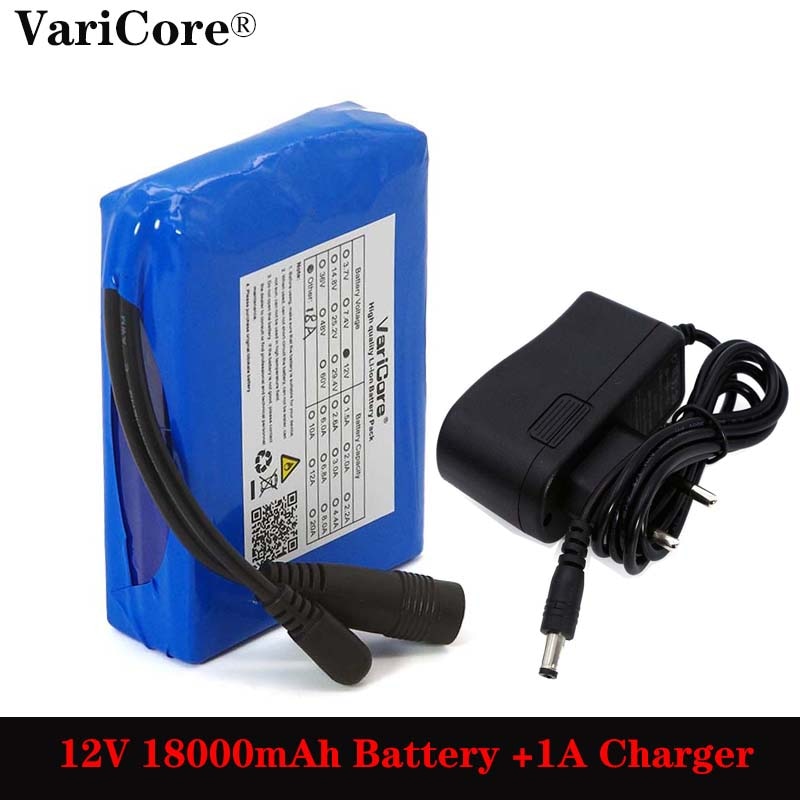 12.6V 18000mAh Polymer lithium battery pack 12v 18ah for LED light alarm CCTV Cam Monitor DC 5.5*2.1mm + 1A Charger