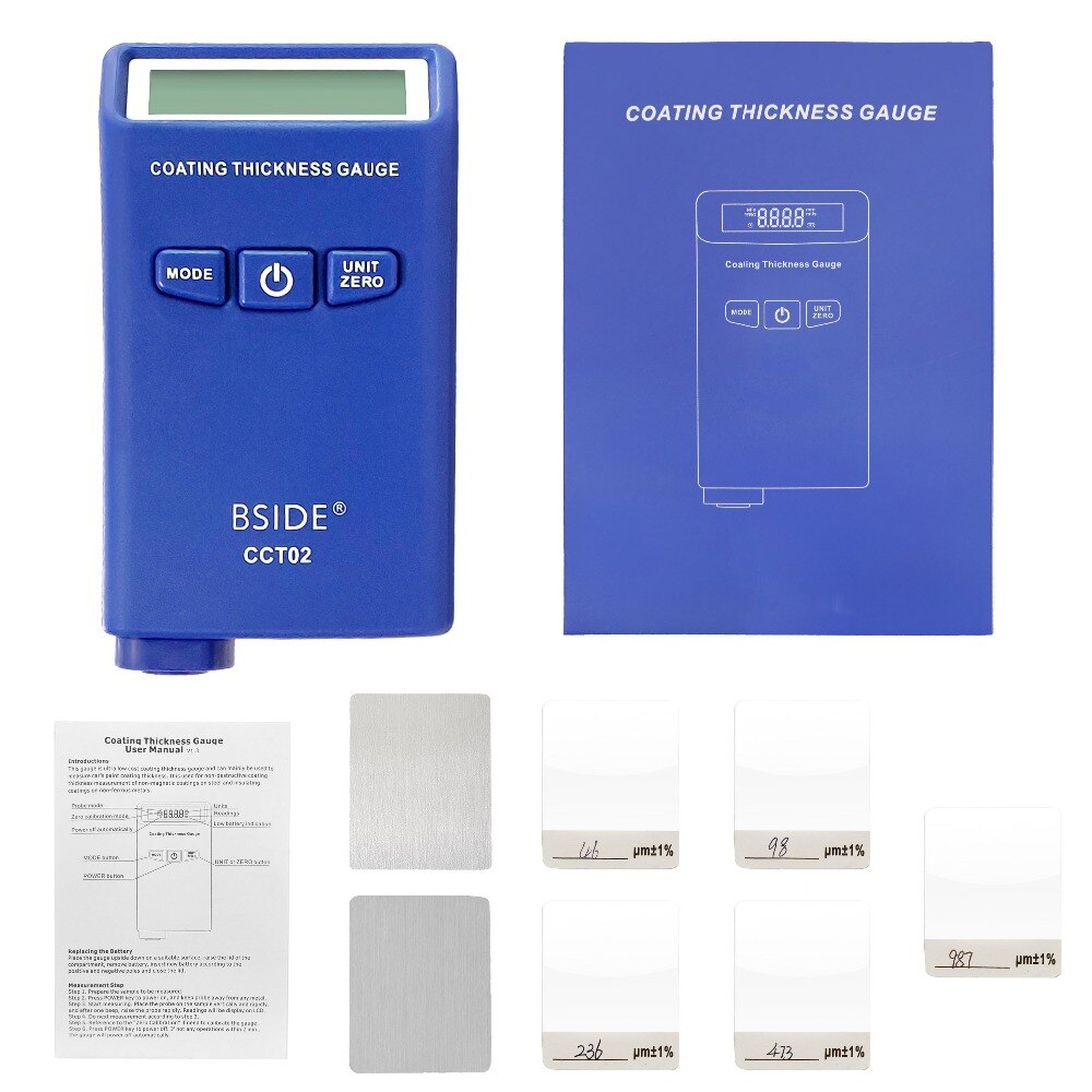 BSIDE CCT02 Mini Auto Verf Dikte Meter Digitale Laagdiktemeter Film Verf Coating Tester wervelstroom (F + n)