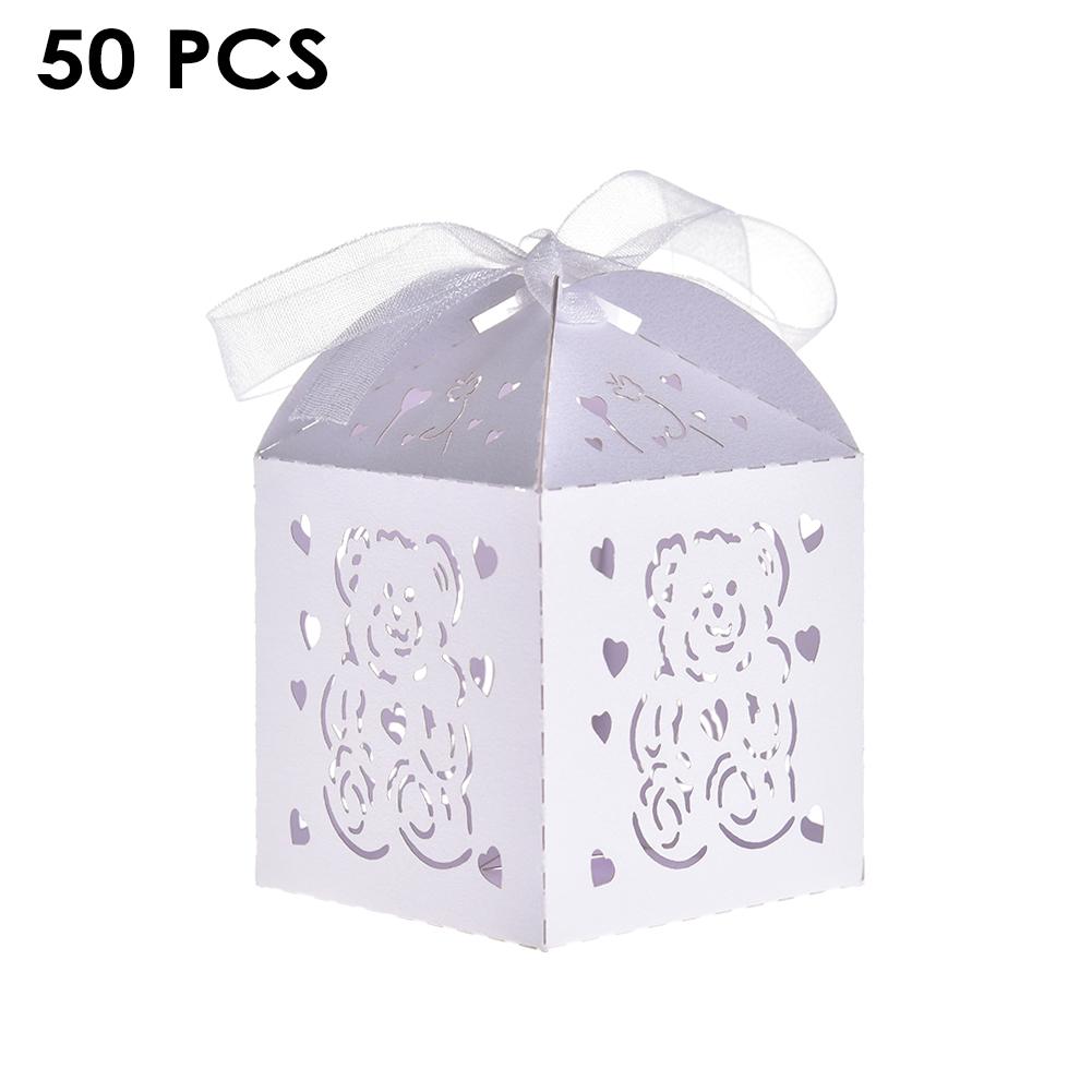 50PCS Valentine's Day Love Bear Candy Box Wedding Candy Chocolate Box: White