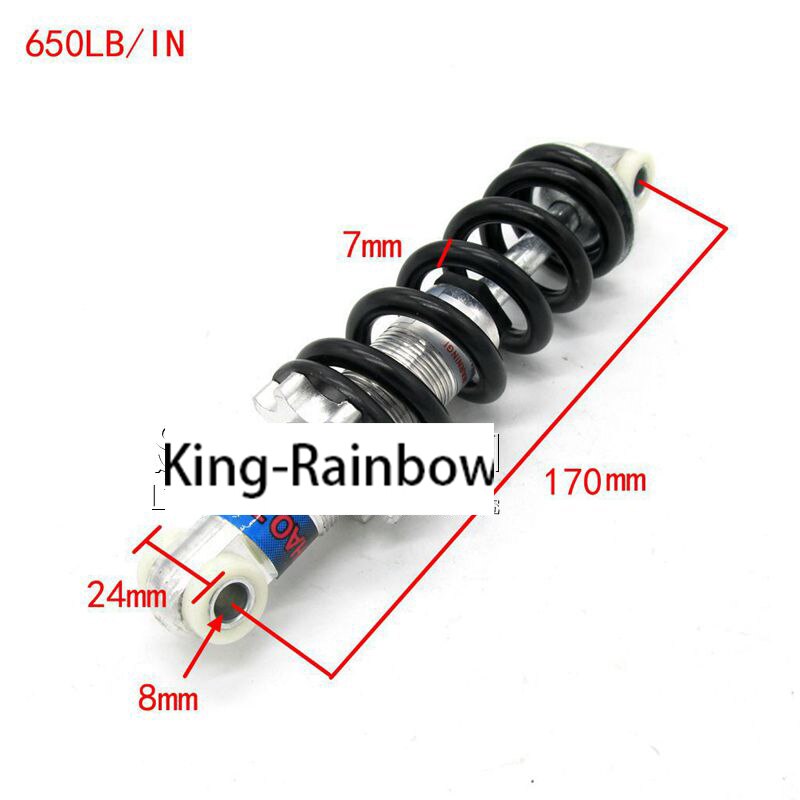 1pcs 1200LB/IN 750LB 650LB Motorcycle Air Shock Absorber Rear Suspension For 47cc 49cc Motor Scooter ATV Quad