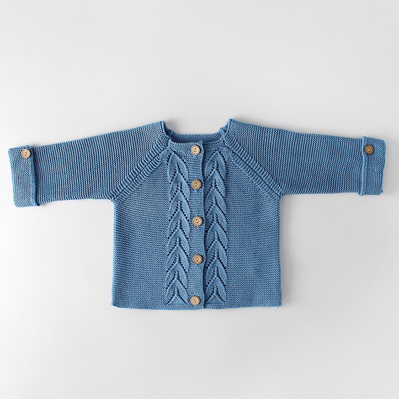 Focusnorm 0-24M Herfst Winter Baby Meisjes Jongens Een Stuk Romper/Trui Jas Solid Button Knit Warm outfits