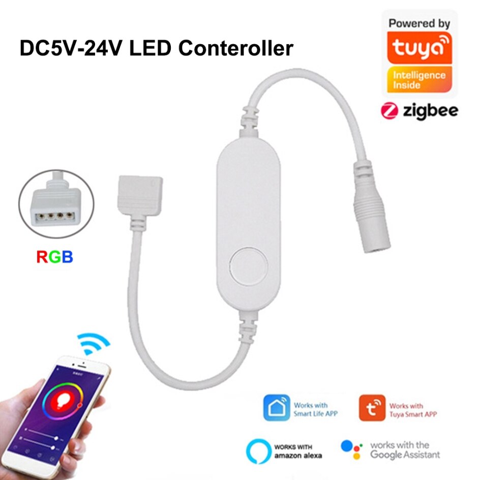 Tuya zigbee-lichtleisten-controller, led-lichtleisten-controller, rgb-  dc 5-24v- lampen-streifen-dimmer: Rgb 4 löcher