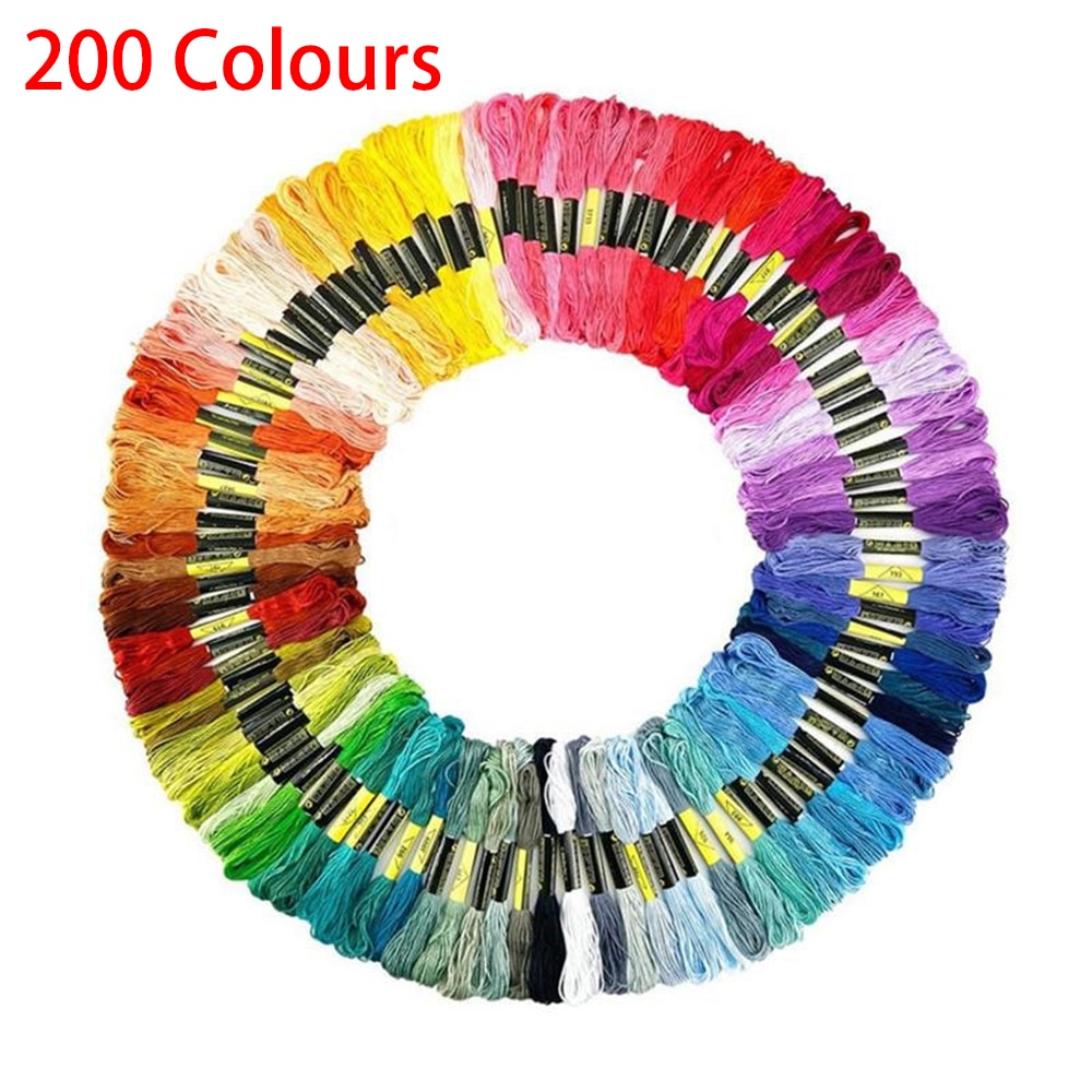 45 150 200 250 300 Gekleurde Egyptische Katoen Borduren Kruissteek Draad Floss Voor Diy Naaien Strengen Plakboek Handwerk Tool: 200 Colours