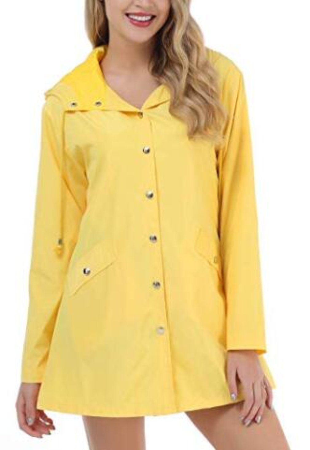 Womens Lightweight Raincoat Hooded Waterproof Active Outdoor Long Rain Jacket: L
