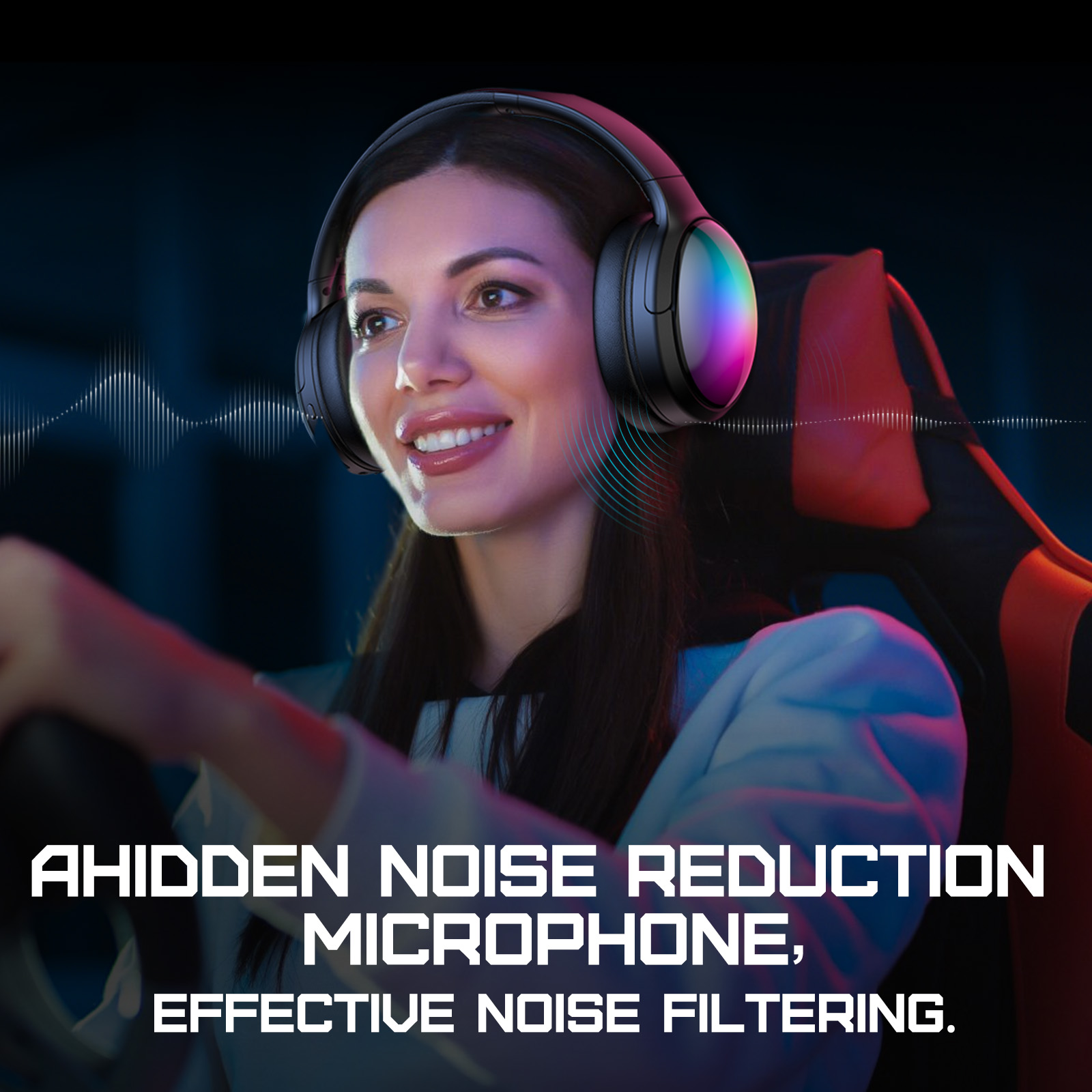 ONIKUMA Czarny zestaw słuchawkowy Długi czas pracy baterii Mikrofon HD z redukcją szumów Profesjonalny bezprzewodowy zestaw słuchawkowy do gier