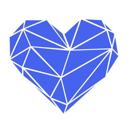 Geometrische liefdeshart acryl spiegel decoratieve driedimensionale muursticker: Blauw