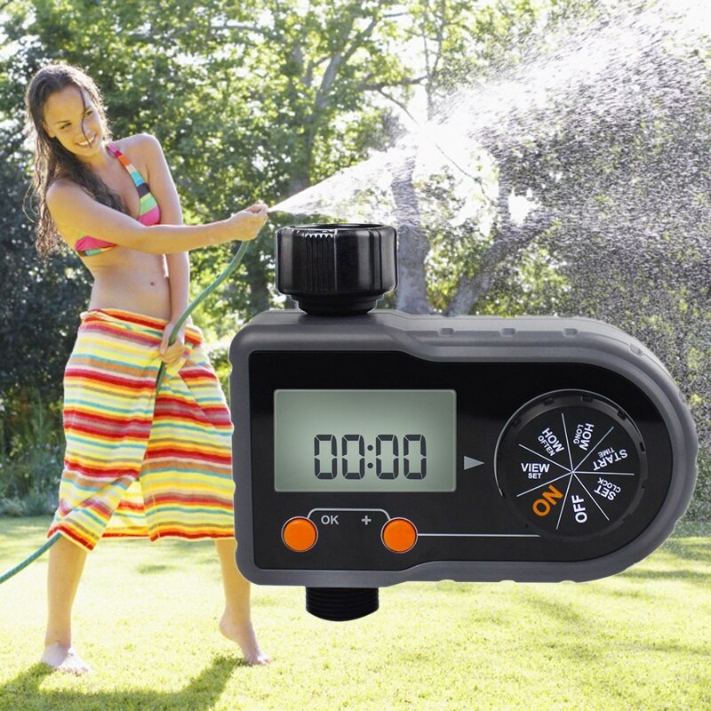 Digital Water Timer Solenoid Valve Home Garden Automatic Water Timer Garden Irrigation Controller System with LCD Display