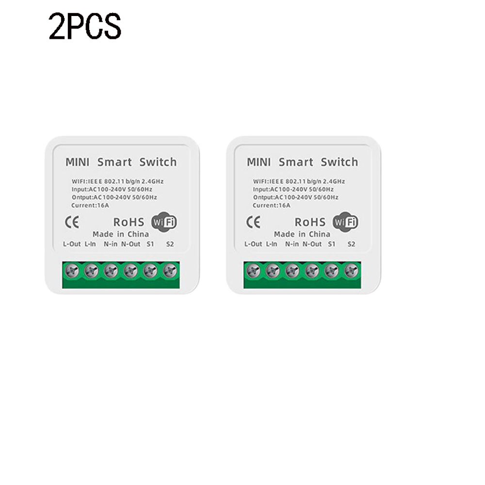 Tuya WiFi Smart Switch 16A Led Light Smart Life Push Module Supports 2 Way APP Voice Relay Timer Google Home Alexa: 2pcs