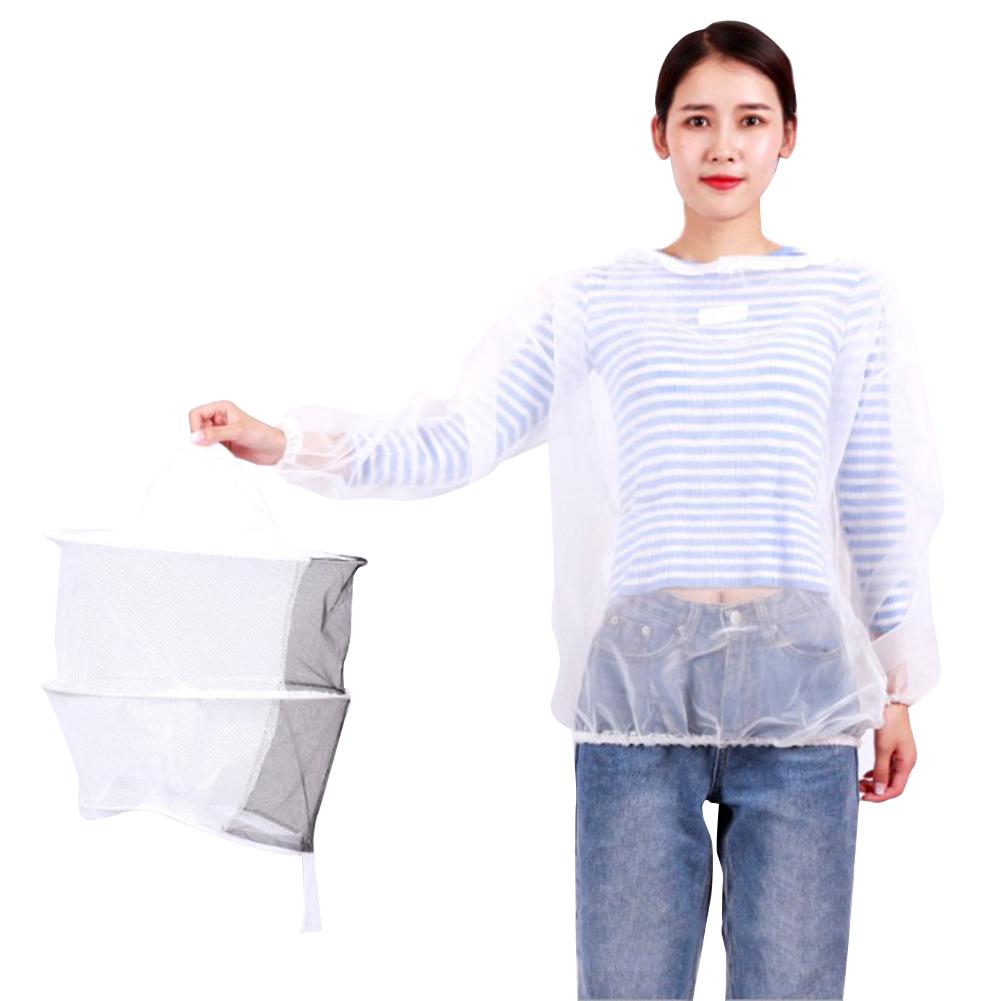 Beekeeping Suit Outfit with Detachable Veil Hood Bee Protection Beekeeping Clothing for Bee Keepers White