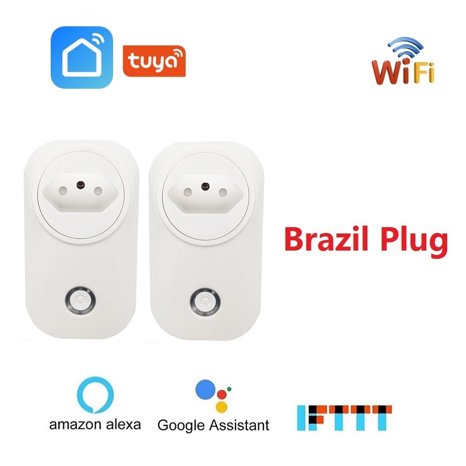 brasil smart wifi-uttak br plugg trådløst uttak stemmekontroll strømmonitor tuya smart liv app til alexa google hjem ifttt