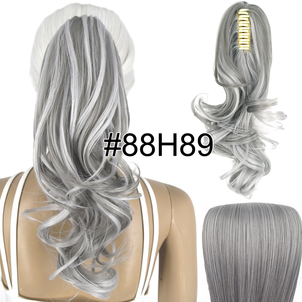 Topreety Hittebestendige Synthetische Haar 90gr 14 "35 Cm Golvend Claw Clip In/Op Paardenstaart Hair Extensions CP-222: T1B/33