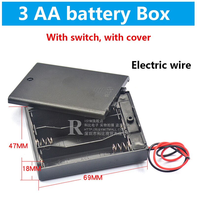 Aa batteri förvaringsbox aa batteripaket fodral självbatterihållare cellbox aa batterihållare med strömbrytare och lock 1-8x 4 st: 3x batteri box-sw