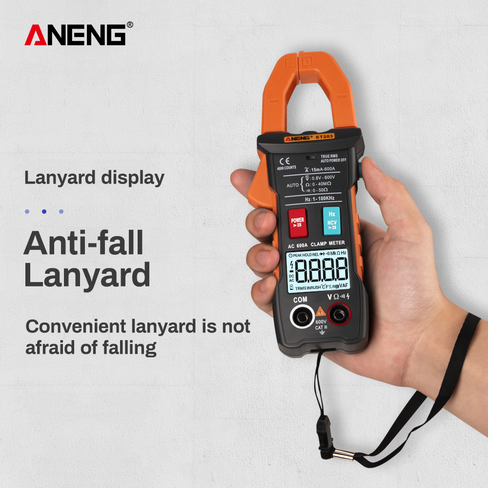 Ægte rms digital klemmemåler dc vekselstrømspænding ampere ncv ohm tester amperemeter multimeter elektriker værktøj