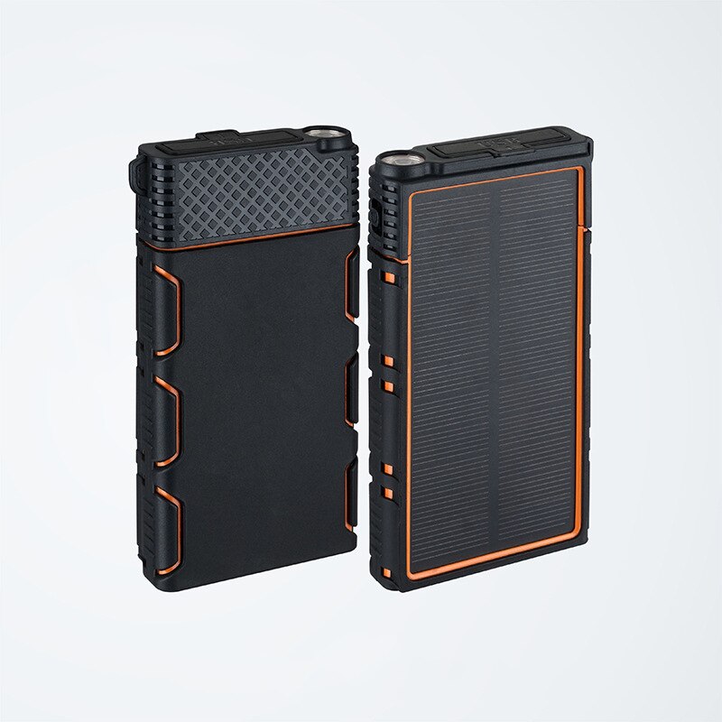 Banco de energía Solar de 50000mAh, cargador portátil de viaje para iPhone 11 pro, Samsung, Xiaomi, Banco de energía con linterna al aire libre: Naranja